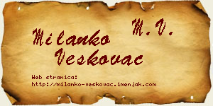 Milanko Veškovac vizit kartica